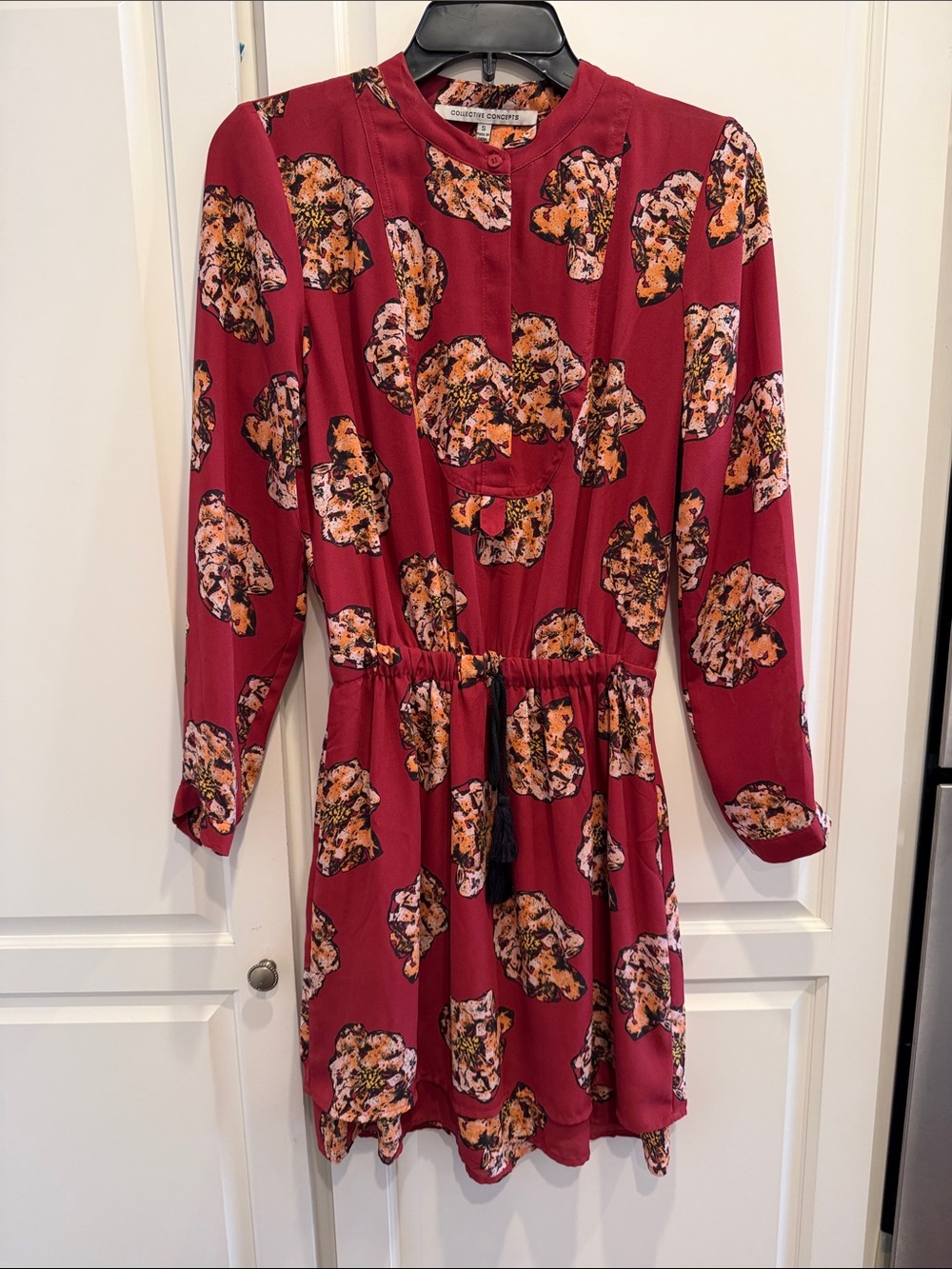Collective Concepts Burgundy Floral Long-Sleeve Dress